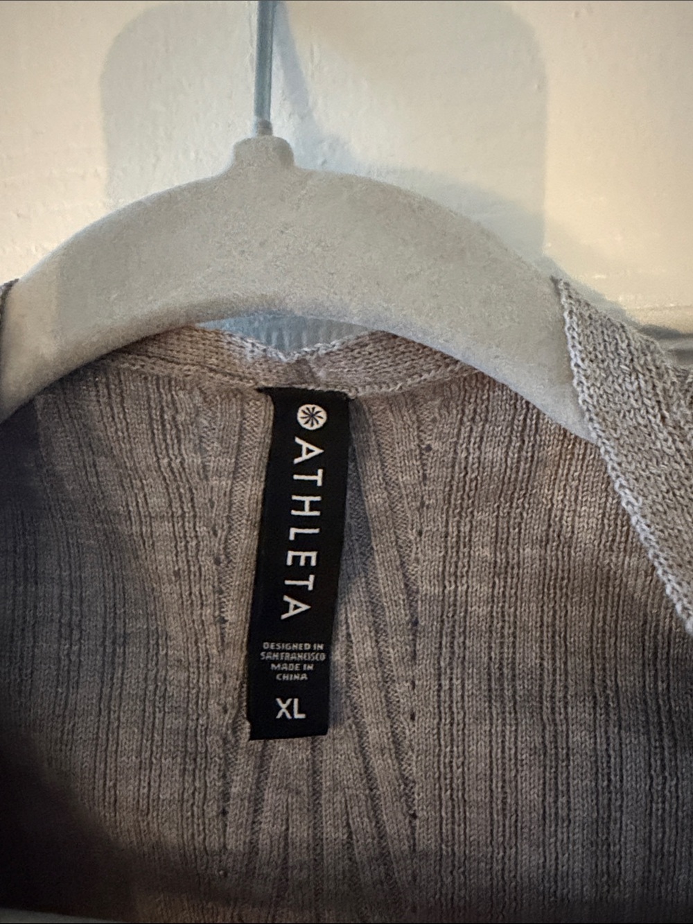 Athleta Light Gray Open-Front Ribbed Cardigan - Picture 2 of 3
